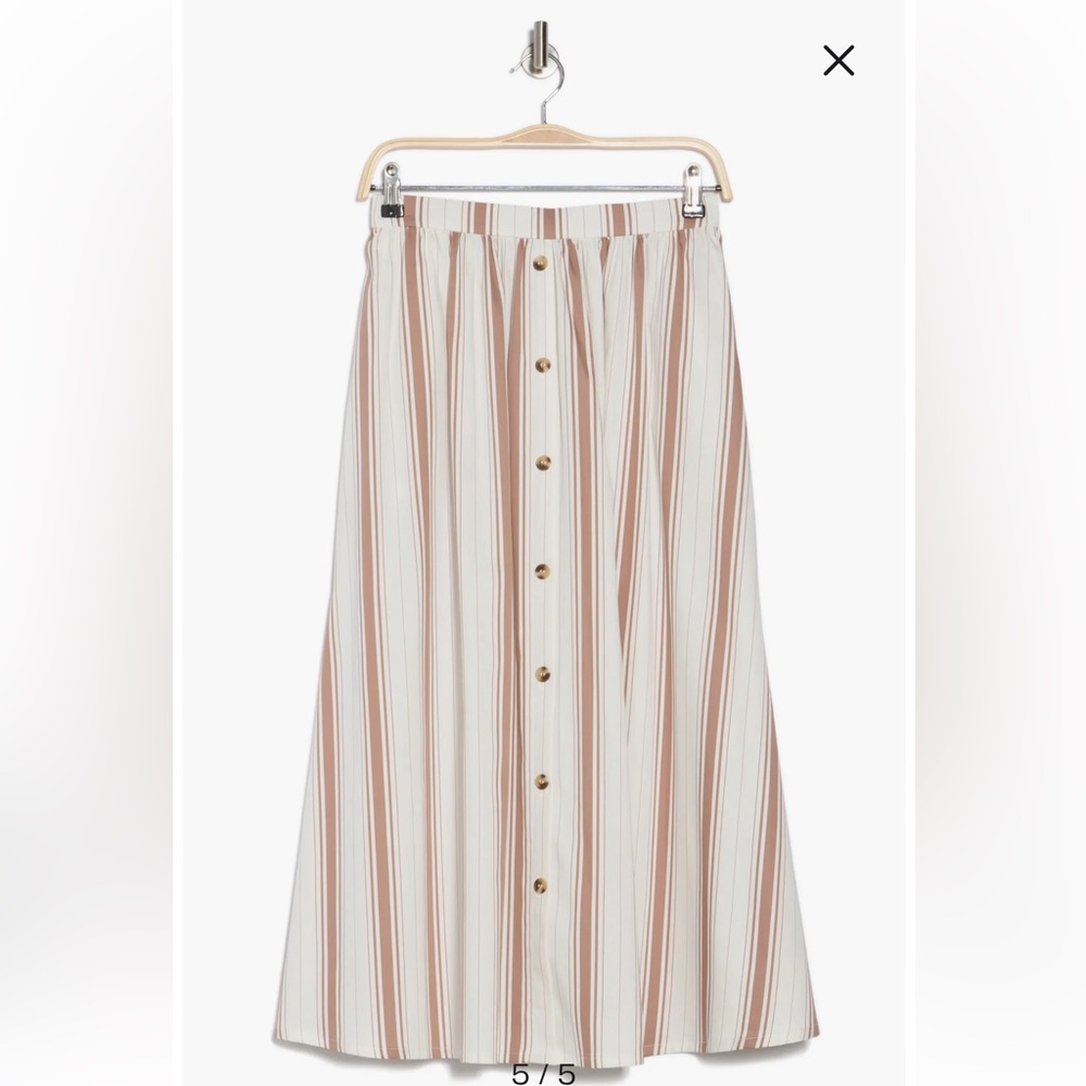 Nordstrom Cream and Tan Striped A-Line Skirt